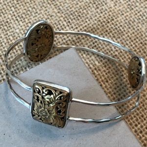 Silpada 925 Sterling Silver Gold Bronze Romance Novel Two Tone Bangle Bracelet